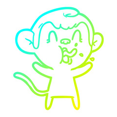 cold gradient line drawing crazy cartoon monkey