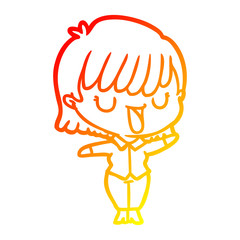 warm gradient line drawing cartoon woman