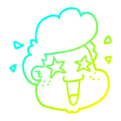cold gradient line drawing cartoon boy's face