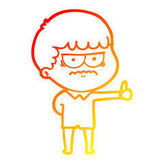 warm gradient line drawing cartoon annoyed man