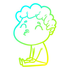 cold gradient line drawing cartoon man pouting