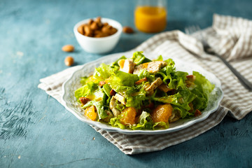 Homemade chicken salad with orange and almond