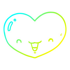 cold gradient line drawing cartoon love heart character