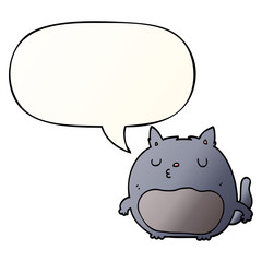 cartoon cat and speech bubble in smooth gradient style