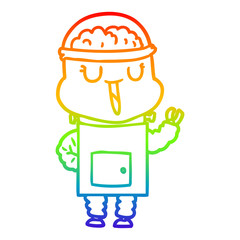 rainbow gradient line drawing happy cartoon robot
