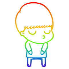 rainbow gradient line drawing cartoon calm boy