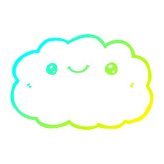 cold gradient line drawing cartoon cloud