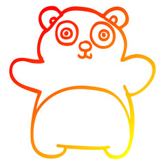 warm gradient line drawing cartoon happy panda