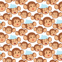 Monkeys rare animal vector cartoon macaque like people nature primate character wild zoo ape chimpanzee seamless pattern bakground illustration.