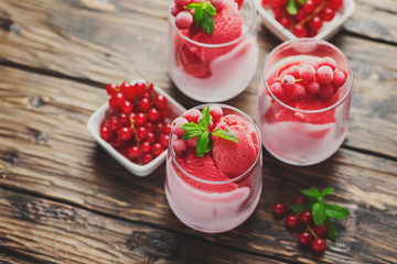 Frozen homade sorbet with red currant