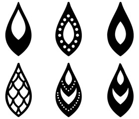 Tear drop earrings. Pendant. Laser cut template. Earrings with hole. Jewelry making. Vector illustration