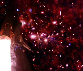 Rocket lift off. The elements of this image furnished by NASA.