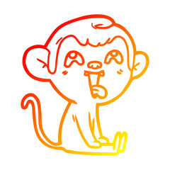 warm gradient line drawing crazy cartoon monkey