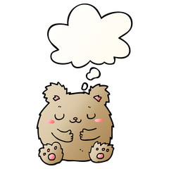 cute cartoon bear and thought bubble in smooth gradient style