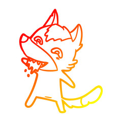 warm gradient line drawing cartoon hungry wolf