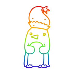 rainbow gradient line drawing cute christmas penguin