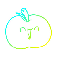cold gradient line drawing cartoon laughing apple