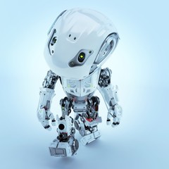Walking bbot cute robot moving forward, 3d rendering