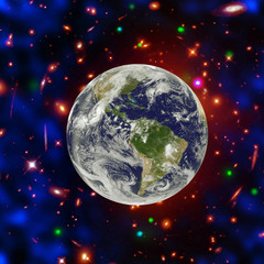 Blue earth, shot in distance. The elements of this image furnished by NASA.