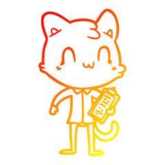 warm gradient line drawing cartoon happy cat