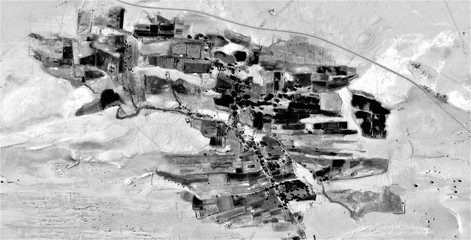 The power of the wind, allegory, abstract naturalism, Black and white photo, farms of human crops...