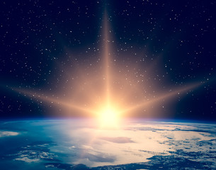 Sunrise  from space. The elements of this image furnished by NASA.