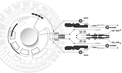 Obraz premium Abstract futuristic technology background with small electronic digital elements. Vector illustration.