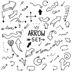 Hand drawn arrows Set doodle style