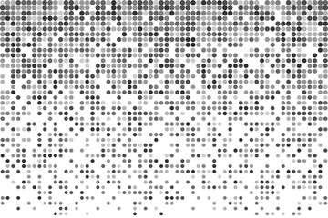 Halftone with chaotic pattern of gray dots on a white background