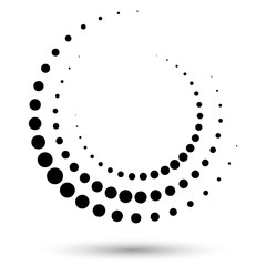 Halftone round as icon or background. Black abstract vector circle frame with dots as logo or emblem.