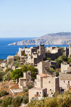 Old tower houses in village Vathia on Mani, Greece