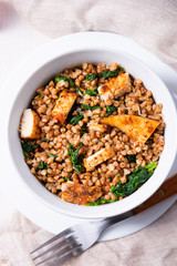 Kaszotto- polish food from buckwheat  with grilled chicken