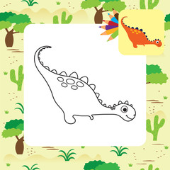 Cute cartoon dino coloring page