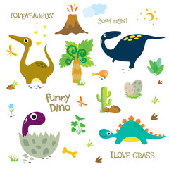 Obraz premium Cute dinosaurs set