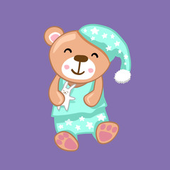 cute sleeping bear vector illustarion
