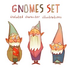 Gnomes set. Isolated cartoon character illustrations with white background for website or blog.