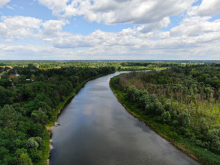 Obraz premium Desna River with forest. Aerial view