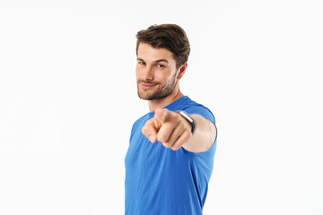 Fototapeta premium Attractive young fit sportsman wearing t-shirt standing