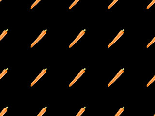 organic whole carrots isolated on black, seamless background pattern