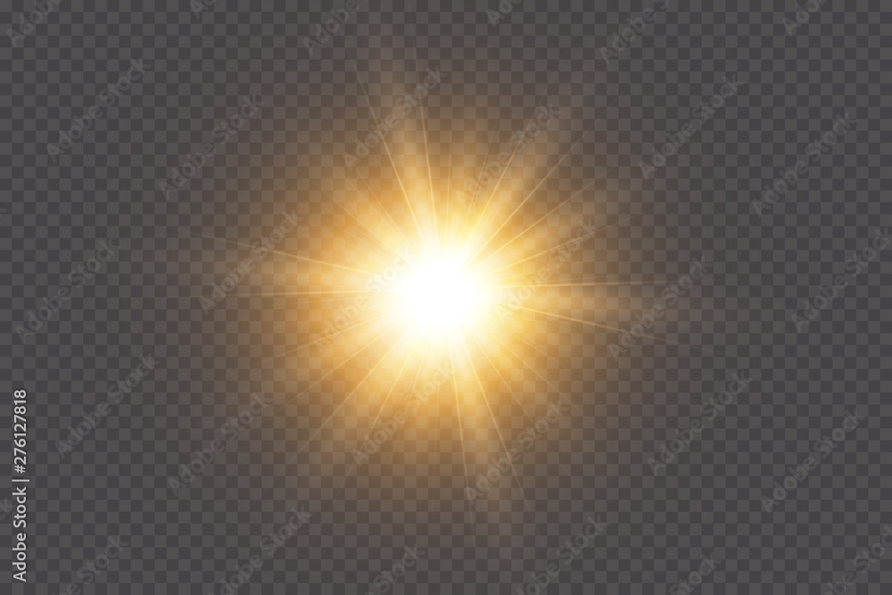 Poster white glowing light explodes on a transparent background. with ray. transparent shining sun, bright 