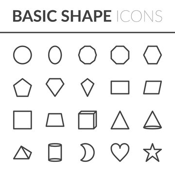 Set Of Basic Shape Icons. Line shape vector illustration