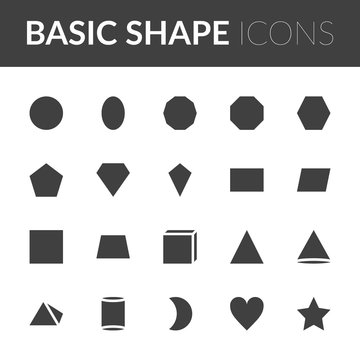Set Of Basic Shape Icons. solid color shape vector illustration