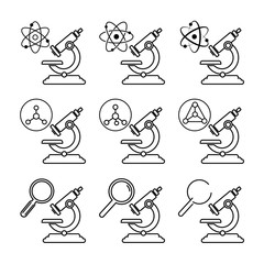 Set of  microscopes vector icons on white background