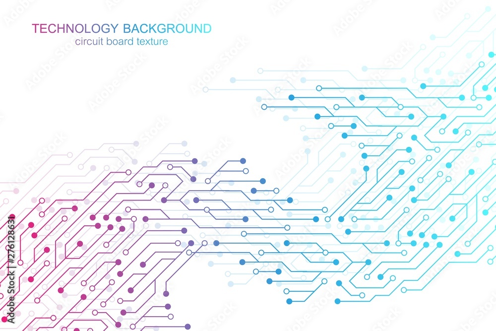 Aufkleber Computer motherboard vector background with circuit board electronic elements. Electronic texture for computer technology, engineering concept. Motherboard computer generated abstract illustration