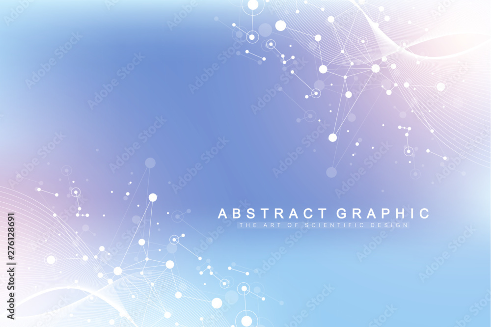 Poster geometric graphic background molecule and communication. connected lines with dots. minimalism chaot