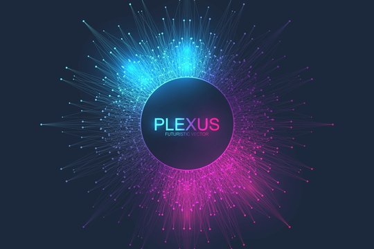 Abstract plexus background with connected lines and dots. Molecule and communication background. Graphic background for your design. Lines plexus big data visualization. Vector illustration