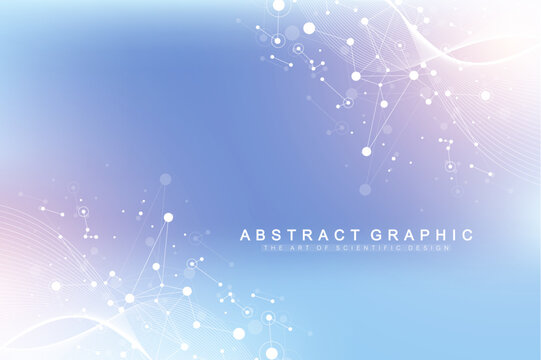 Geometric graphic background molecule and communication. Connected lines with dots. Minimalism chaotic illustration background. Concept of the science, chemistry, biology, medicine, technology vector