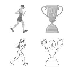 Vector design of sport and winner symbol. Set of sport and fitness stock vector illustration.