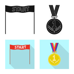 Vector design of sport and winner sign. Set of sport and fitness vector icon for stock.
