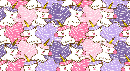 Seamless pattern with cute cartoon unicorns for Your magic design © evgeniya_m